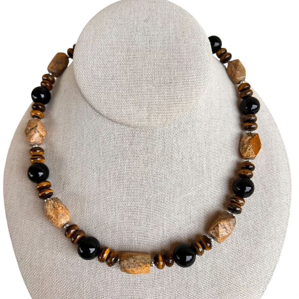 Handmade Natural‎ Multi Stone Beaded Necklace Bracelet Set Boho Jewelry Women